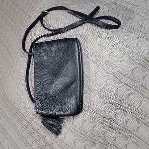 Talbots Black Pebble Leather Crossbody